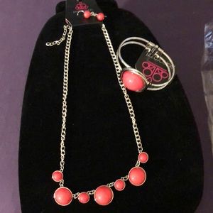 🌞Fun, Flirty Raspberry Sorbet Paparazzi Pink Necklace/Earrings/Bracelet Set